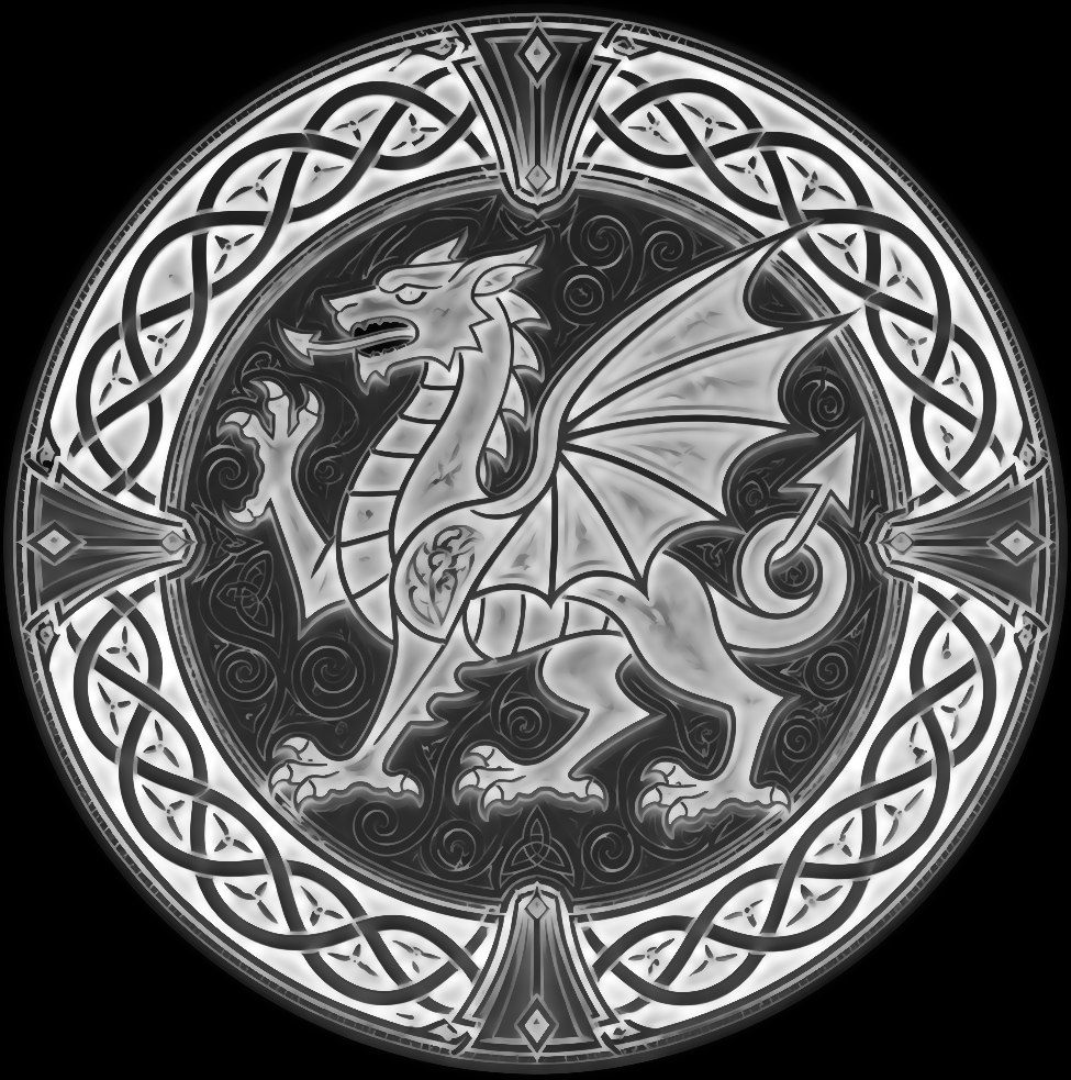 Generated grayscale depth map for the Welsh dragon medallion